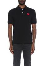 Comme Des Garcons Play Cotton Polo With Red Emblem In Black