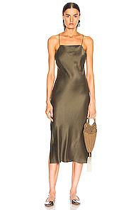 Re/done 90's Long Slip Dress In Green