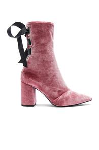 Self-portrait X Robert Clergerie Velvet Kibbont Boots In Pink