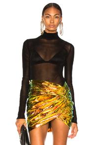 Alexandre Vauthier Velvet Tulle Turtleneck In Black