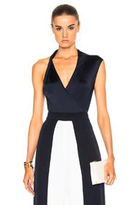 Cushnie Et Ochs Gloss Jersey Bodysuit In Blue