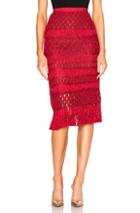 Oscar De La Renta Crochet Skirt In Red