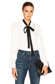 Smythe Tie Neck Top In White