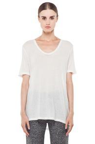 T By Alexander Wang Slub Classic Viscose-blend Tee In White