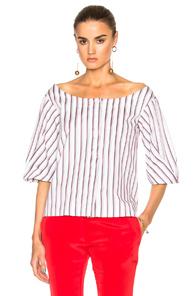 Isa Arfen Full Sleeve Top In White,stripes