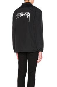 Stussy Smooth Stock Coach Jacket With Faux Fur In Black