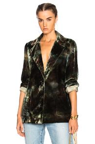 Raquel Allegra Classic Blazer In Green,ombre & Tie Dye