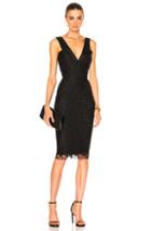 Victoria Beckham Floral Lace V Neck Fitted Dress In Black