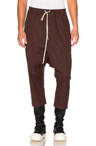Rick Owens Drawstring Cropped Pants In Brown