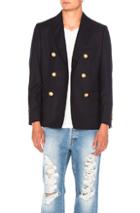 Palm Angels Leaves Double Breasted Blazer In Blue