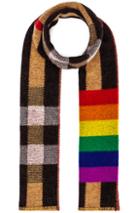 Burberry Rainbow Stripe Check Blanket Scarf In Yellow,plaid