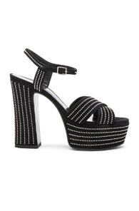 Saint Laurent Candy Studded Suede Platform Sandals In Black