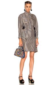 Fendi Striped Shirt Dress In Blue,neutrals,stripes