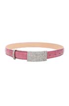 Alessandra Rich Crystal Buckle Eel Skin Belt In Pink,animal Print