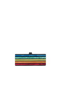 Edie Parker Flavia Striped Clutch In Black,metallics,stripes