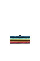 Edie Parker Flavia Striped Clutch In Black,metallics,stripes