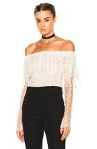 Alexander Mcqueen Off The Shoulder Lace Sweater In Neutrals,white