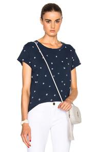 Current/elliott Crew Neck Tee In Blue,abstract