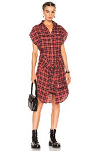 R13 Wrap Dress In Checkered & Plaid,red