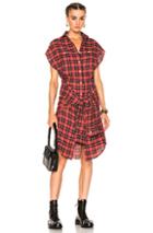 R13 Wrap Dress In Checkered & Plaid,red