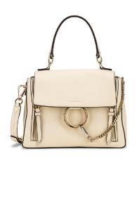 Chloe Small Faye Calfskin & Suede Day Bag In White