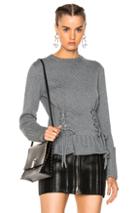 Alexander Mcqueen Lace Up Chunky Knit Sweater In Gray