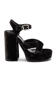 Jil Sander Platform Velvet Heels In Gray,black