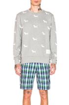 Thom Browne Hector Embroidered Crewneck Pullover In Abstract,gray
