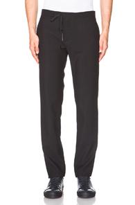 Maison Margiela Jersey Effect Wool Drawstring Pants In Black
