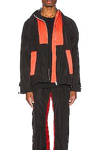 Wales Bonner Patchwork Anorak Jacket In Black,orange