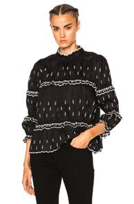 Isabel Marant Etoile Daniela Chic Linen Top In Abstract,black,white