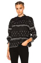 Isabel Marant Etoile Daniela Chic Linen Top In Abstract,black,white