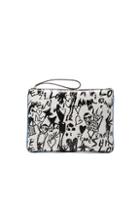 Lanvin Large Silhouette Print Pouch In White,black,abstract