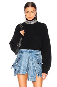 Alexander Wang Crystal Turtleneck Sweater In Black