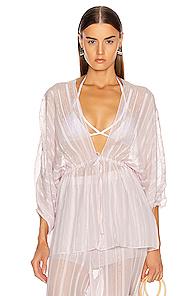Adriana Degreas Soleil Blouse With Voluminous Sleeves In Purple