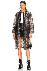 Ganni Cherry Blossom Rain Coat In Brown,animal Print