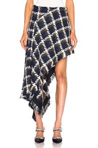 Monse Tweed Asymmetrical Skirt In Blue,plaid