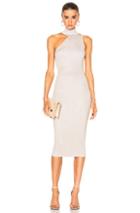 Cushnie Et Ochs One Shoulder Mock Neck Pencil Dress In Metallics