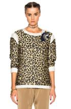 Lanvin Leopard Print Long Sleeve Top In Yellow,animal Print,metallics