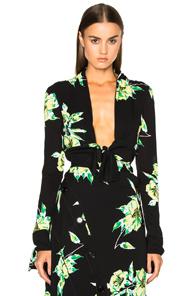 Proenza Schouler Printed Crepe Georgette Top In Black,floral