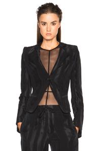 Ann Demeulemeester Classic Stripe Satin Jacket In Black