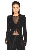 Ann Demeulemeester Classic Stripe Satin Jacket In Black