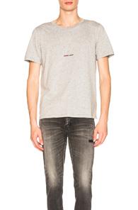 Saint Laurent Classic Logo Tee In Gray