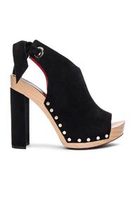 Proenza Schouler Suede Peep Toe Heels In Black
