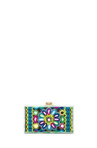 Edie Parker Jean Embroidery Inlay Clutch In Abstract,blue,green
