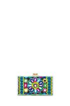 Edie Parker Jean Embroidery Inlay Clutch In Abstract,blue,green