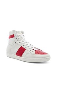 Saint Laurent Flat Heel Leather Hi-tops In White
