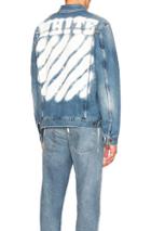 Off-white Diagonal Spray Denim Jacket In Blue