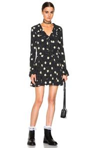 Saint Laurent Daisy Print Dress In Black,floral,geometric Print