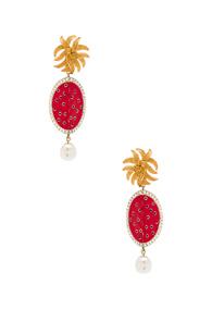 Dolce & Gabbana Red Oval Earrings In Red,metallics